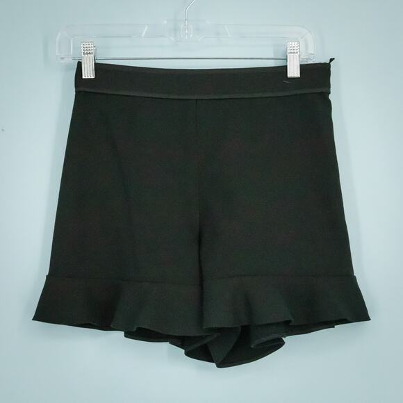 Red Valentino Size XS Black Skirt Effect Ruffle Hem Crepe Mini Side Zip Shorts - Picture 1 of 4
